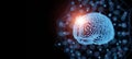 Human brain inside abstract computer circuit system Royalty Free Stock Photo