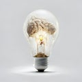 Human brain inside a light bulb. AI generated