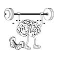 Human brain intelligence and creativity cartoons in black and white