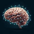 Of a human brain with interconnected blue glowing nodes and lines Royalty Free Stock Photo