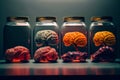 Human brain in a jar & x28;real specimen& x29; Generative AI Royalty Free Stock Photo