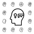 Human, brain, key, success flat vector icon in mind process pack Royalty Free Stock Photo