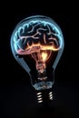 Human brain in lightbulb business idea concept. Ai generated