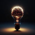 Human brain in lightbulb business idea concept. Ai generated