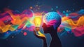 Human brain and lightbulb. Idea concept. Vector illustration Royalty Free Stock Photo