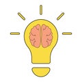 Human brain in lightbulb idea Royalty Free Stock Photo