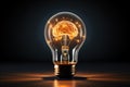 Human brain lightbulb new ideas concept. Generative AI Royalty Free Stock Photo