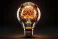 Human brain lightbulb new ideas concept. Generative AI Royalty Free Stock Photo