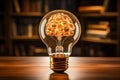 Human brain lightbulb new ideas concept. Generative AI Royalty Free Stock Photo