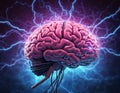 Human Brain With Lightning Flashes, Abstract Background