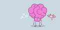 Human brain listening to an angel and devil choosing between good and bad taking decision concept pink cartoon character