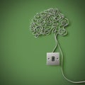Human brain made from electric cable Royalty Free Stock Photo