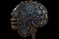 Human brain made of gears and cogs illustration. Generative AI Royalty Free Stock Photo