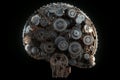 Human brain made of gears and cogs illustration. Generative AI Royalty Free Stock Photo