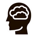 Human Brain In Man Silhouette Mind glyph icon Royalty Free Stock Photo