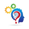 Human brain mind gear question mark logo Royalty Free Stock Photo