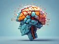Human brain network E-learning brainpower, brainstorm creative idea polygonal.