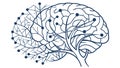 Human Brain with Neural Network Branches, Tech Vector, Generative AI Royalty Free Stock Photo