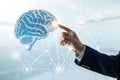 Human Brain with Neural Network and Businessman Interaction Royalty Free Stock Photo