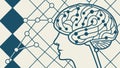 Human brain with neural network and connected profiles, vector design Generative AI Royalty Free Stock Photo