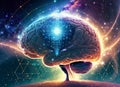 Human brain obtaining energy through space, communication via artificial intelligence