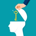 The human brain is opened with the key to unlocking the secret of success Royalty Free Stock Photo