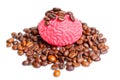Human Brain Placed in a Pile of Roasted Coffee Beans Royalty Free Stock Photo