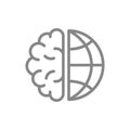 Human brain with planet line icon. World Brain Day symbol Royalty Free Stock Photo