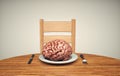 Human brain on a plate Royalty Free Stock Photo