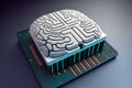 Human brain on a printed circuit board - Generative AI