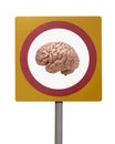 Human brain on road sign