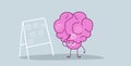 Human brain scheduling work agenda on task board with sticky notes planning concept pink cartoon character kawaii style