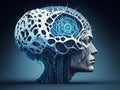 Human brain showing Intelligent thinking processing. Cyber mind concept a neural network of big data and artificial intelligence Royalty Free Stock Photo