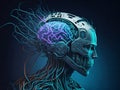 Human brain showing Intelligent thinking processing. Cyber mind concept a neural network Royalty Free Stock Photo