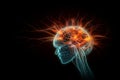 Human brain showing neural pathways and neurons firing Concept,Generative AI