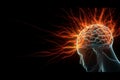 Human brain showing neural pathways and neurons firing Concept,Generative AI