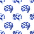Human brain - sketchy image. Medical seamless vector pattern. Royalty Free Stock Photo