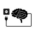 Human brain with socket, vector illustration.