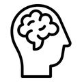 Human brain solving icon, outline style