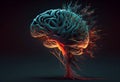 Human brain and synopses on a dark background. AI genarated Royalty Free Stock Photo