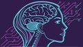 Human brain and tech lines, mind and technology concept vector design Generative AI Royalty Free Stock Photo
