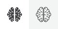 Human brain thin line icon set Royalty Free Stock Photo