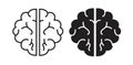 Human brain thin line icon set Royalty Free Stock Photo
