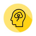 human, brain, thinking outline icon in long shadow style Royalty Free Stock Photo