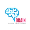 Human brain - vector logo template concept illustration. Geometric mind structure sign. Creative idea symbol.