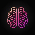 Human brain vector red icon in outline style on dark background Royalty Free Stock Photo