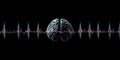 Human brain with waveform pattern on dark background Royalty Free Stock Photo