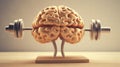 A human brain weightlifting a barbell as a symbol of mental strength and fitness. Generative ai Royalty Free Stock Photo