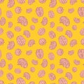 Human brains icons on yellow background seamless