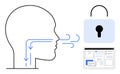Human breathing process with security lock and internet browser concept for privacy and safety Royalty Free Stock Photo